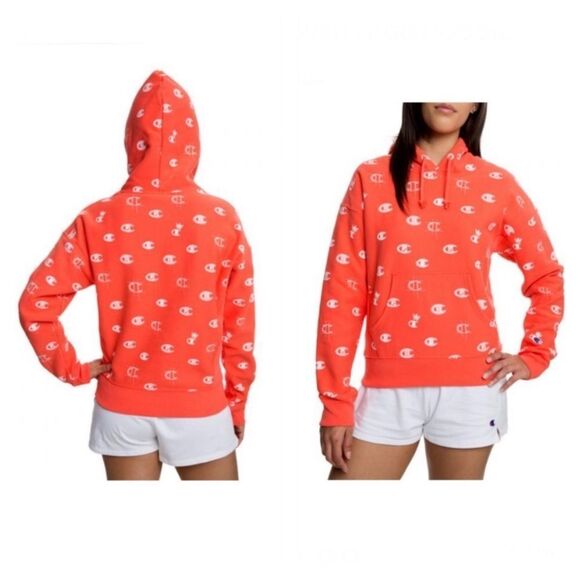 NWOT CHAMPION ALL-OVER LOGO HOODIE
sweater Orange/Papaya color Size Medium - Picture 1 of 8